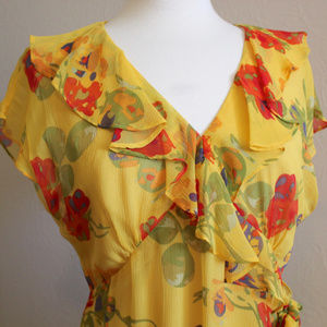 Sundance LuLu Silk Dress Size 10 Yellow